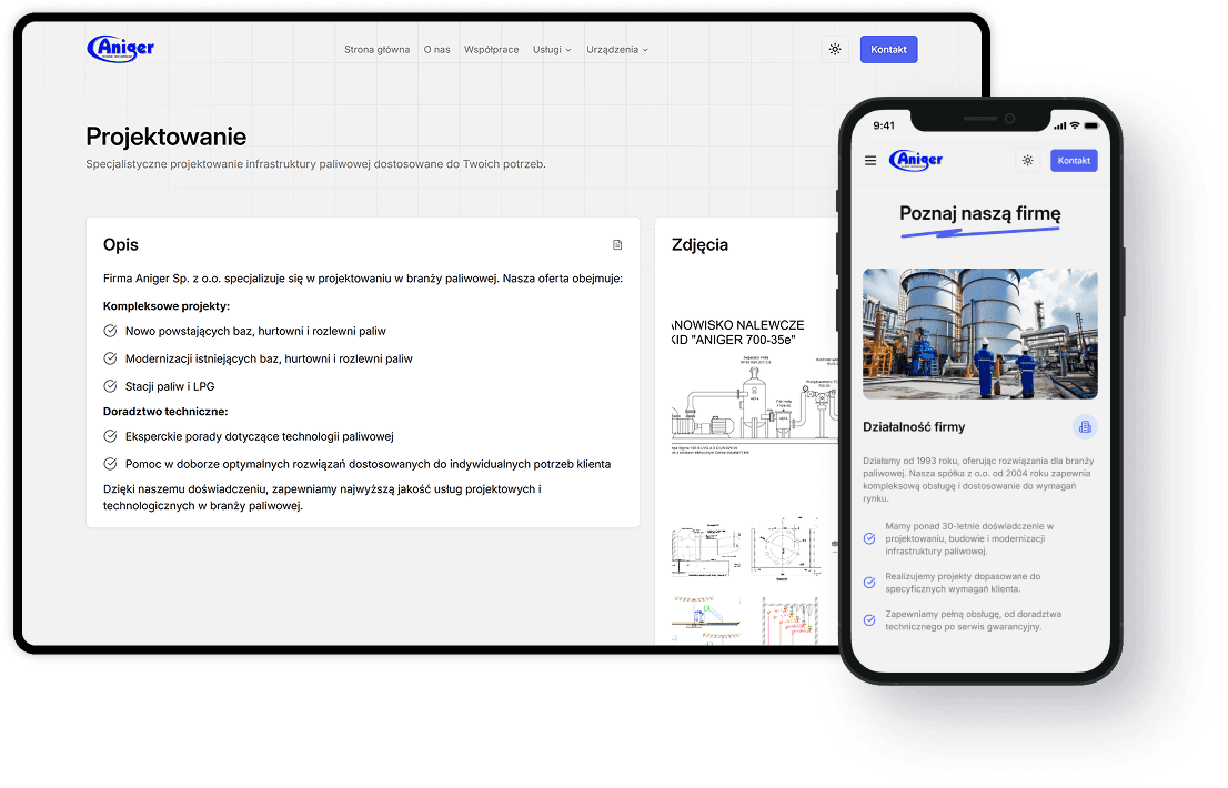 Aniger Website Mockup